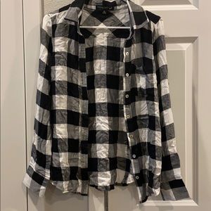 Black and white checkered flannel top